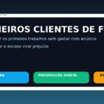 Ilustração sobre conseguir os primeiros clientes de freela com oferta clara, prospecção direta e escopo fechado